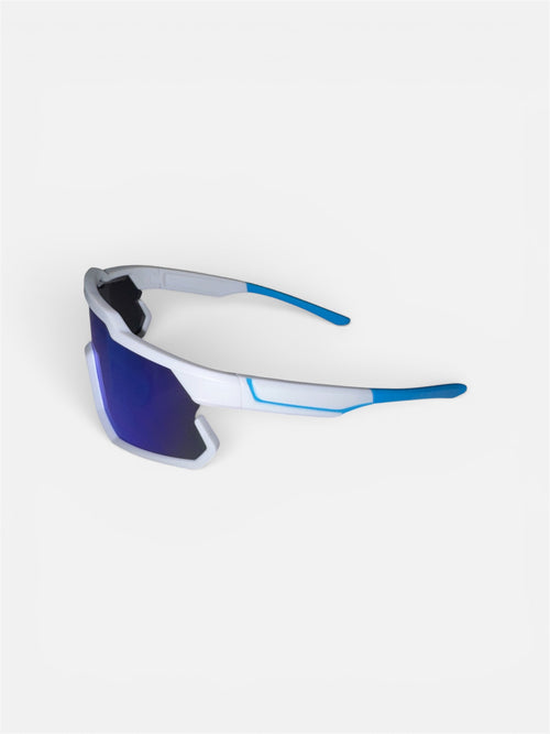 VEYRO Elaris Glacier Blue Sportbrille mit blau verspiegelter Scheibe – Dreiviertelansicht