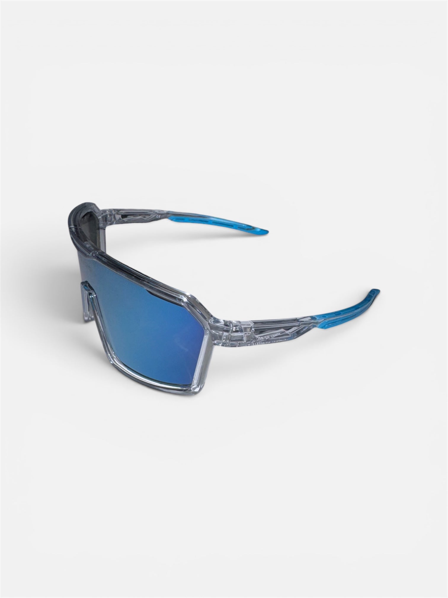 VEYRO Lureon Sportbrille mit blau verspiegelter Scheibe und gummierten Bügeln – Viertelansicht